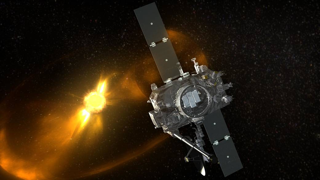 Artist's concept of a coronal mass ejection sweeping past STEREO